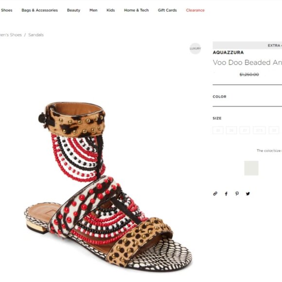 AQUAZZURA Voo Doo Beaded Ankle Strap Flat Sandals sz US 6.5 / IT 36 1/2 $1250 - Picture 3 of 16